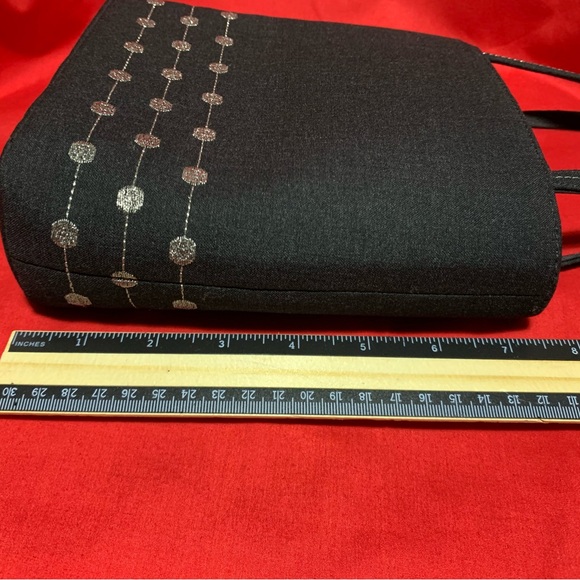 Kate Spade New York Black Canvas Mini Tote Handbag Silver Dot Detail 7”7.5”2.5” - Picture 10 of 14